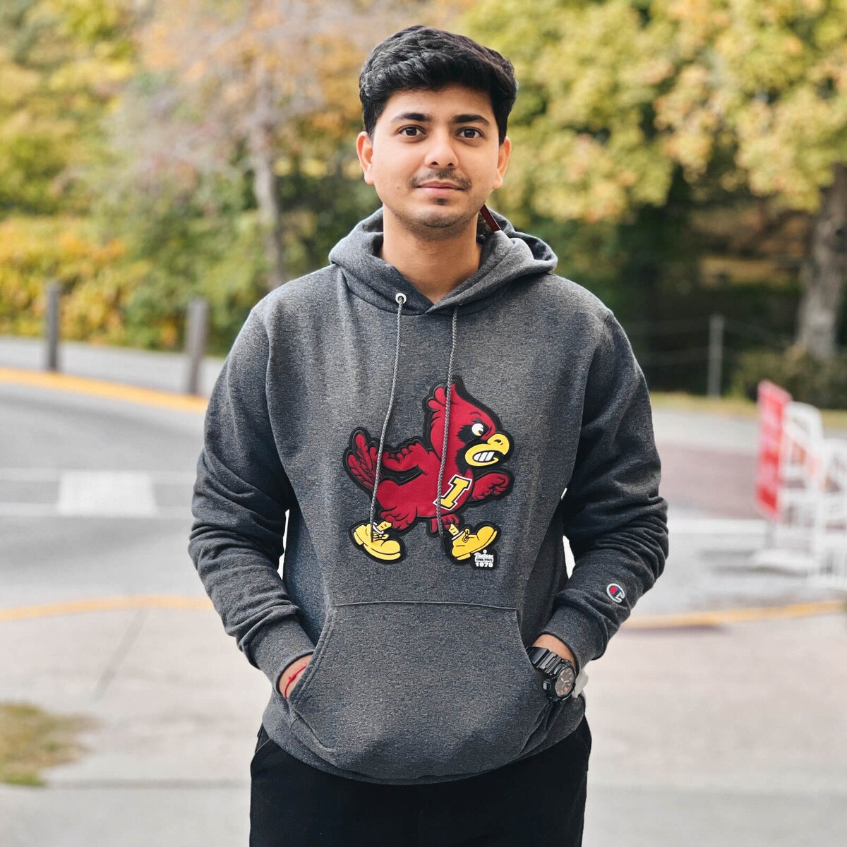 Champion® Walking Cy Charcoal Hoodie